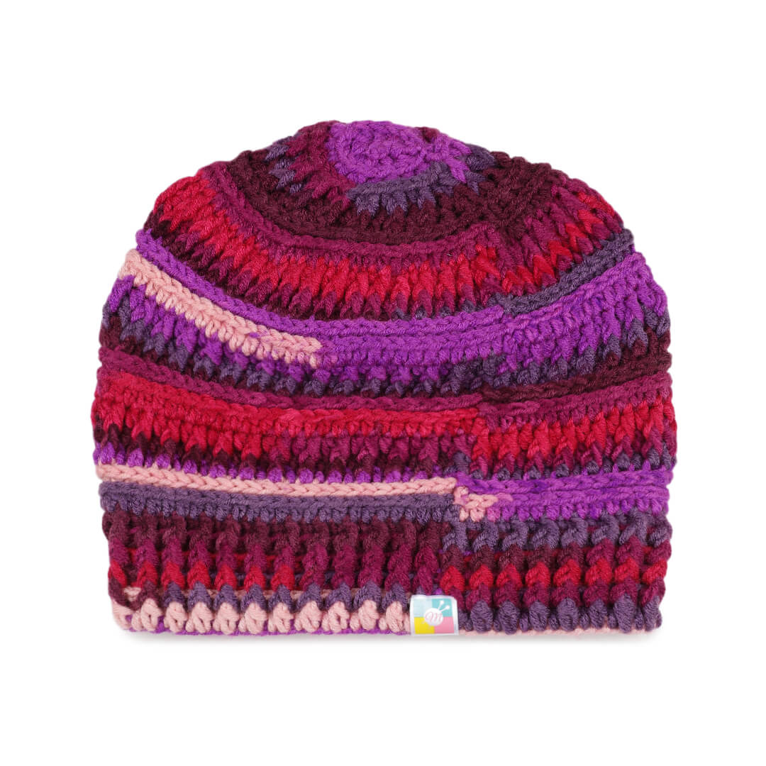 Handmade Self design Crochet Beanie - 3341