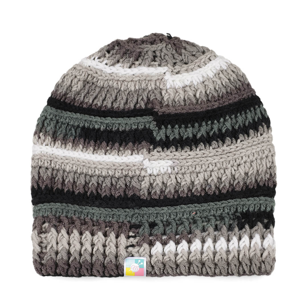 Handmade Self design Crochet Beanie - 3342