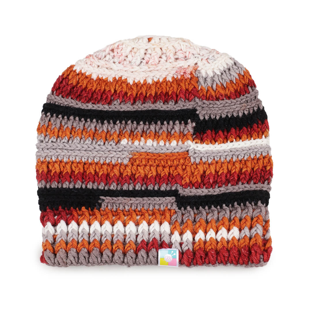 Handmade Self design Crochet Beanie - 3343