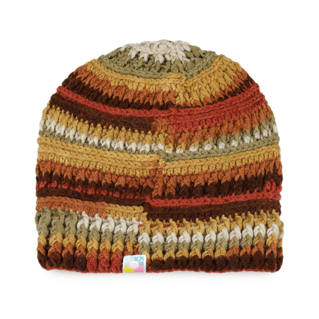 Handmade Self design Crochet Beanie - 3348