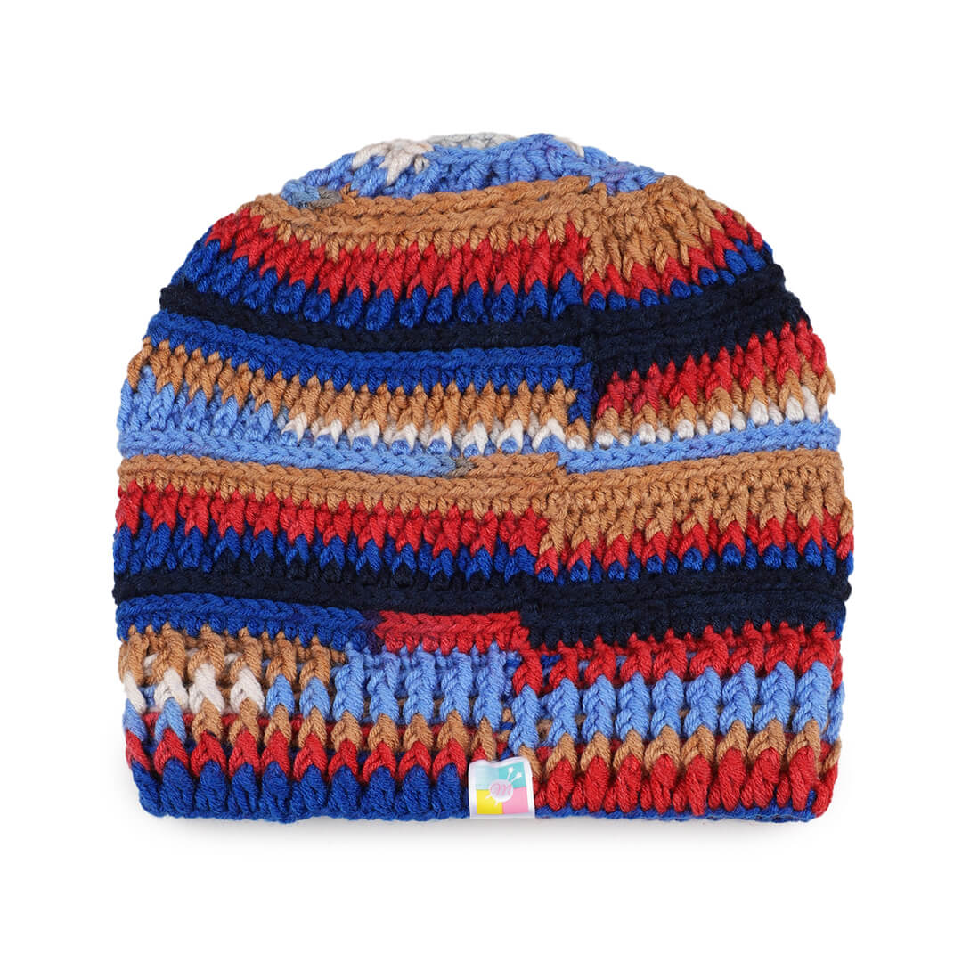 Handmade Self design Crochet Beanie - 3349