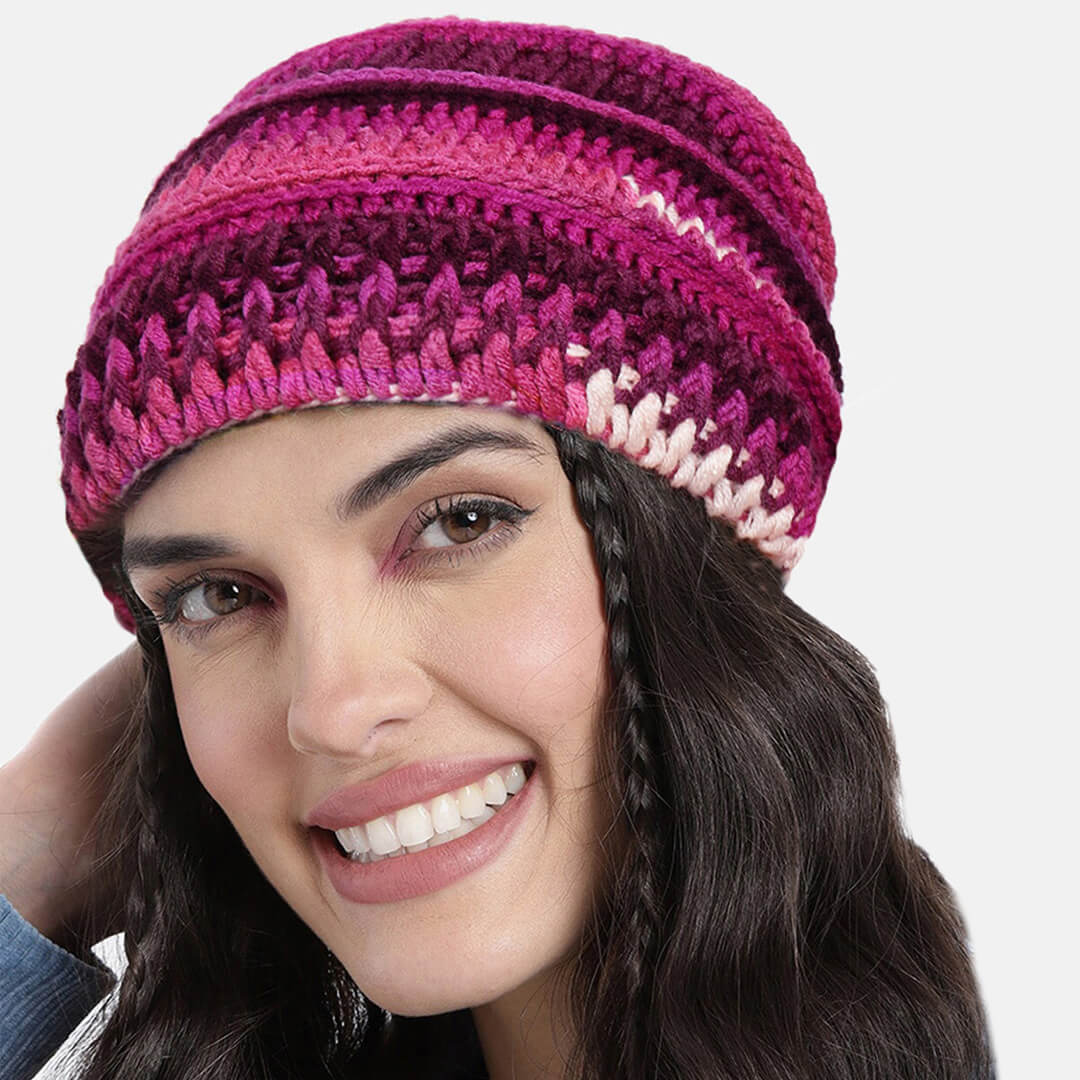 Handmade Self design Crochet Beanie - 3350