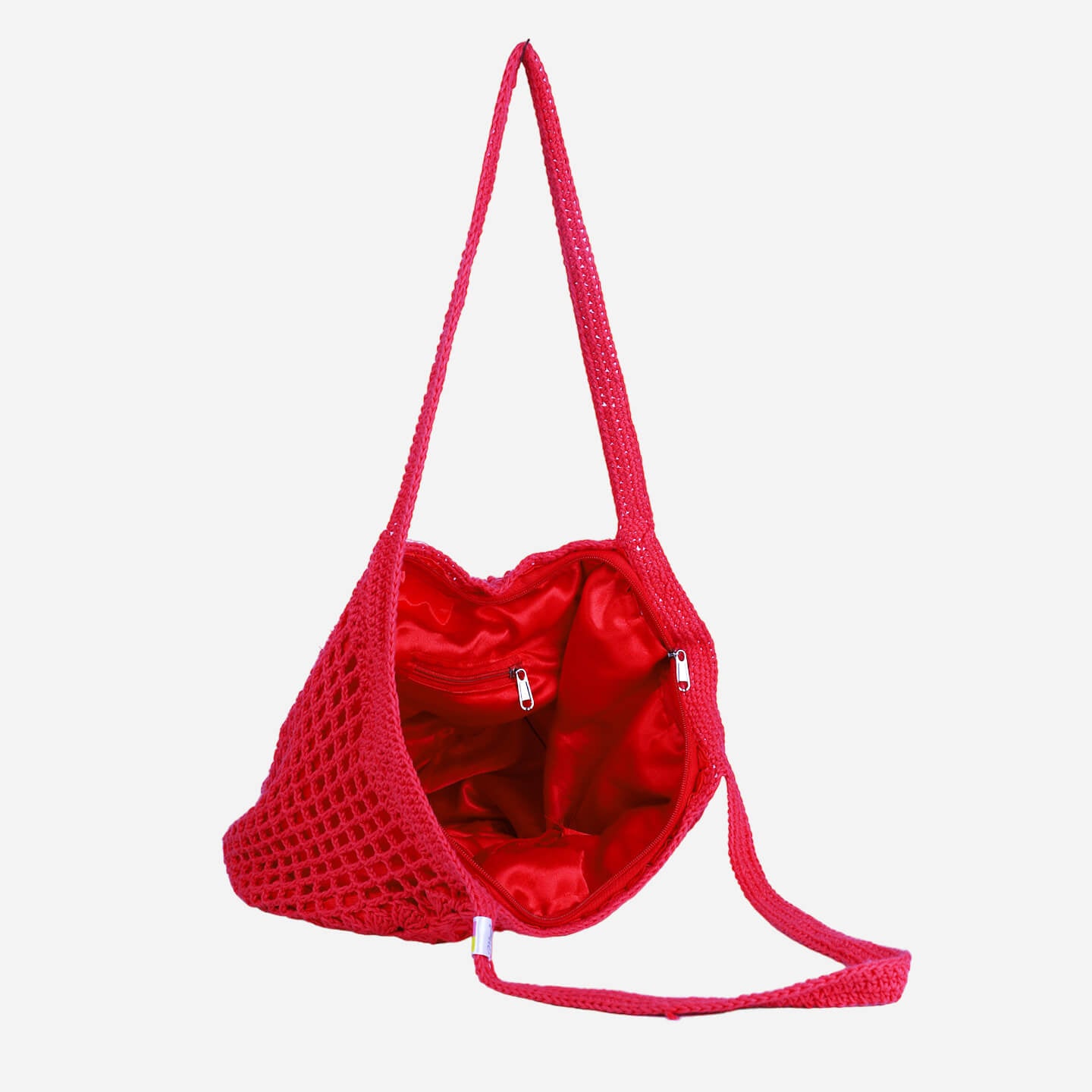 Handmade Crochet Market Bag - Coral Red 2648