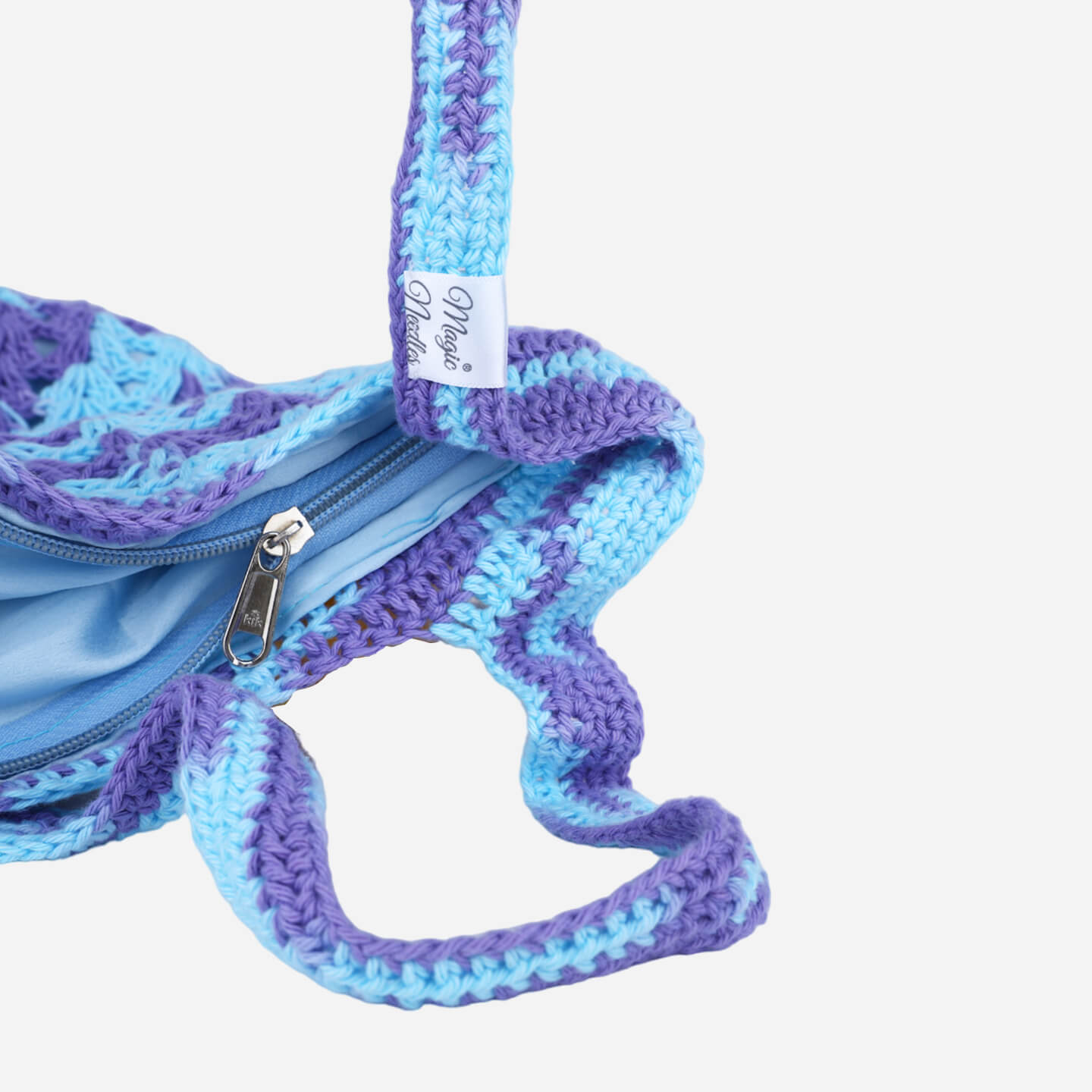 Handmade Crochet Market Bag - Blue, Purple 2799