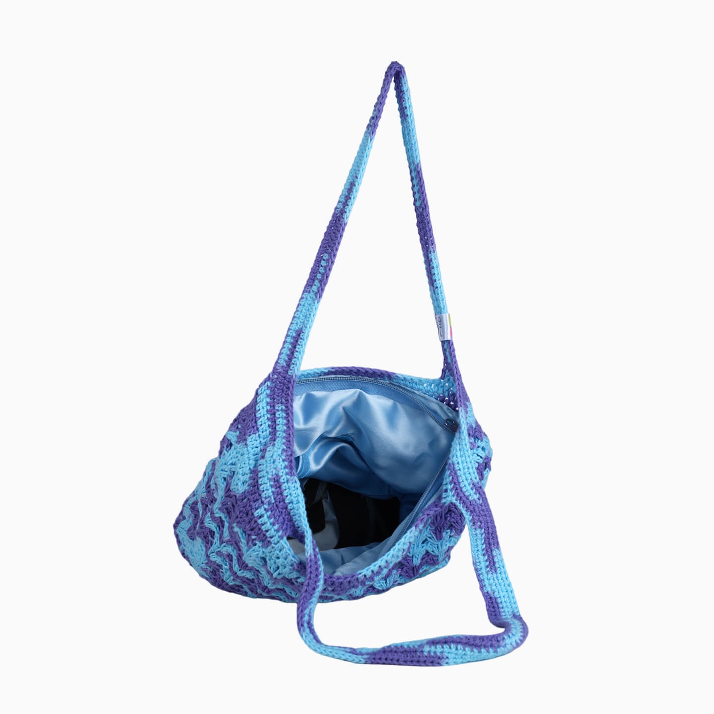 Handmade Crochet Market Bag - Blue, Purple 2799