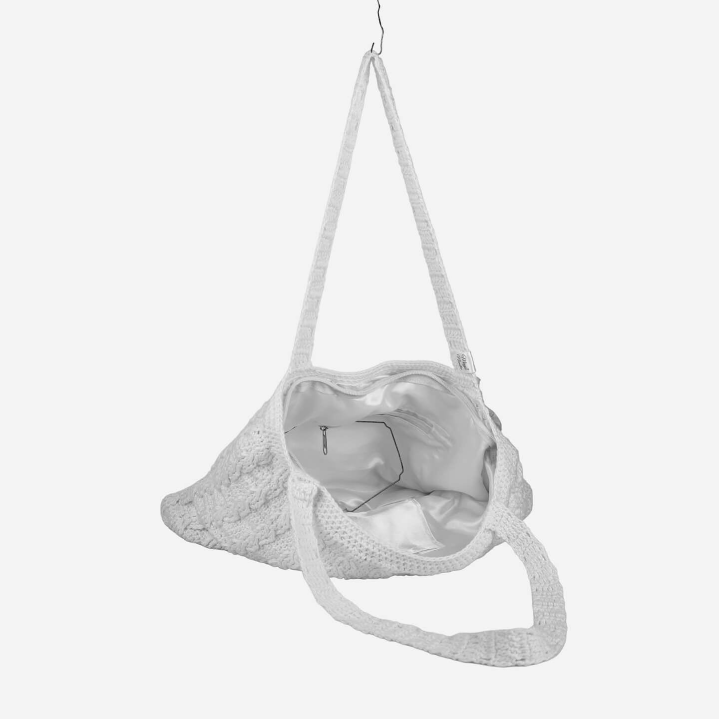 Handmade Crochet Market Bag - White 2802