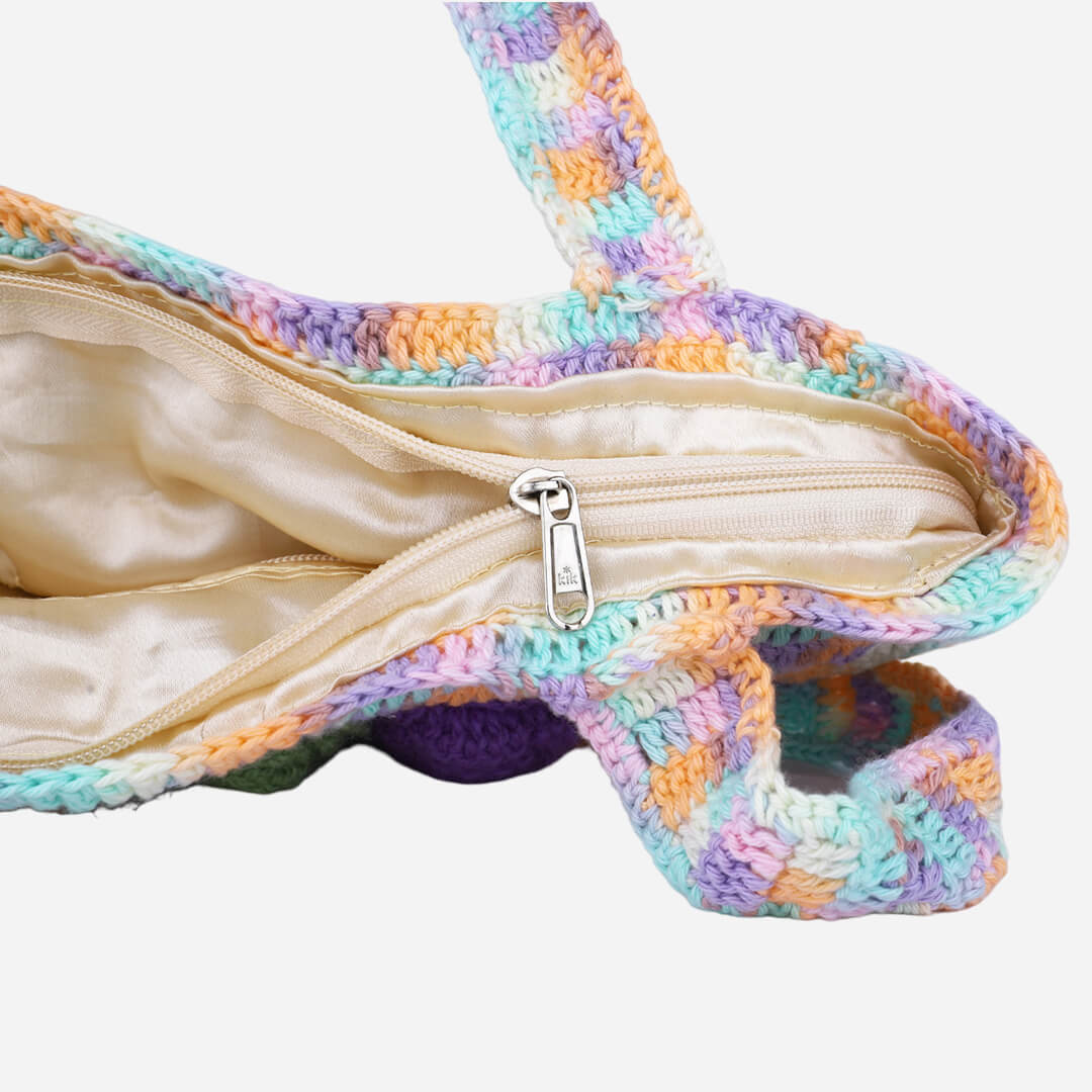 Handmade Crochet Market Bag - Multi-Color 2807