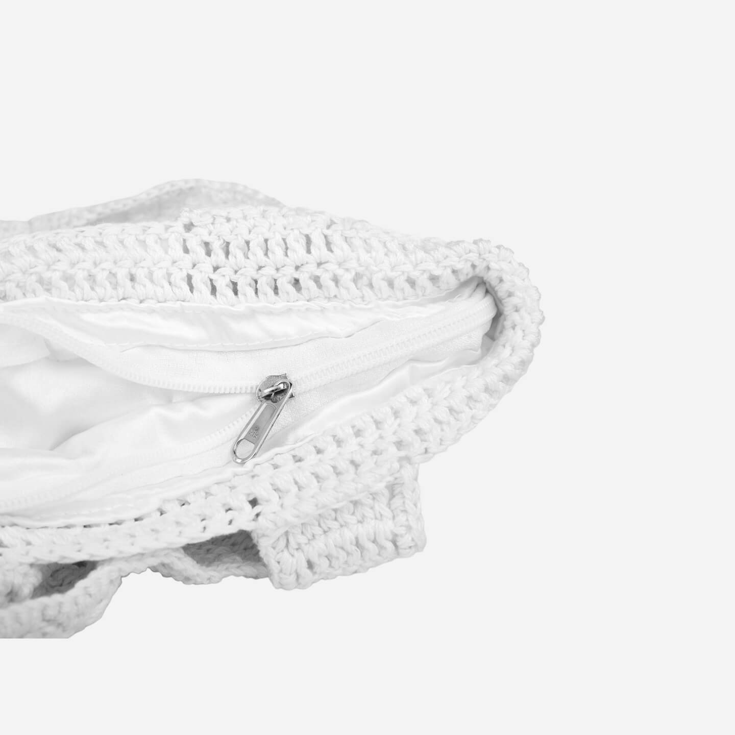 Handmade Crochet Market Bag - White 2809