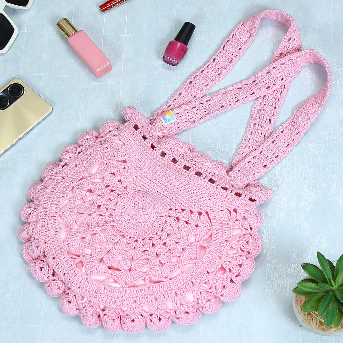 Handmade Crochet Bag - Pink 3048