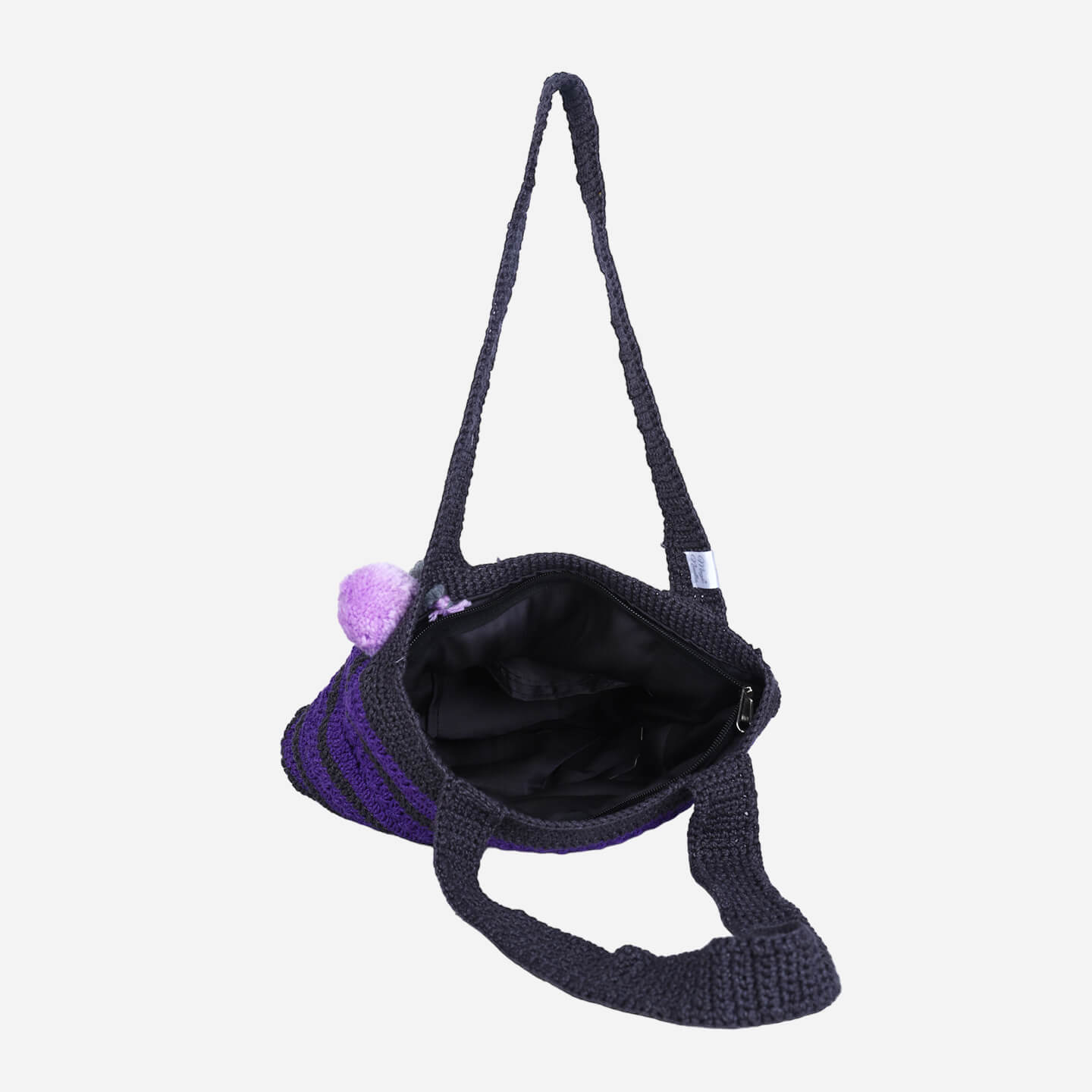 Handmade Crochet Bag - Purple & Black 3112