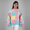 Crochet Pastel Checks Pullover - 3323