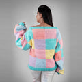 Crochet Pastel Checks Pullover - 3323