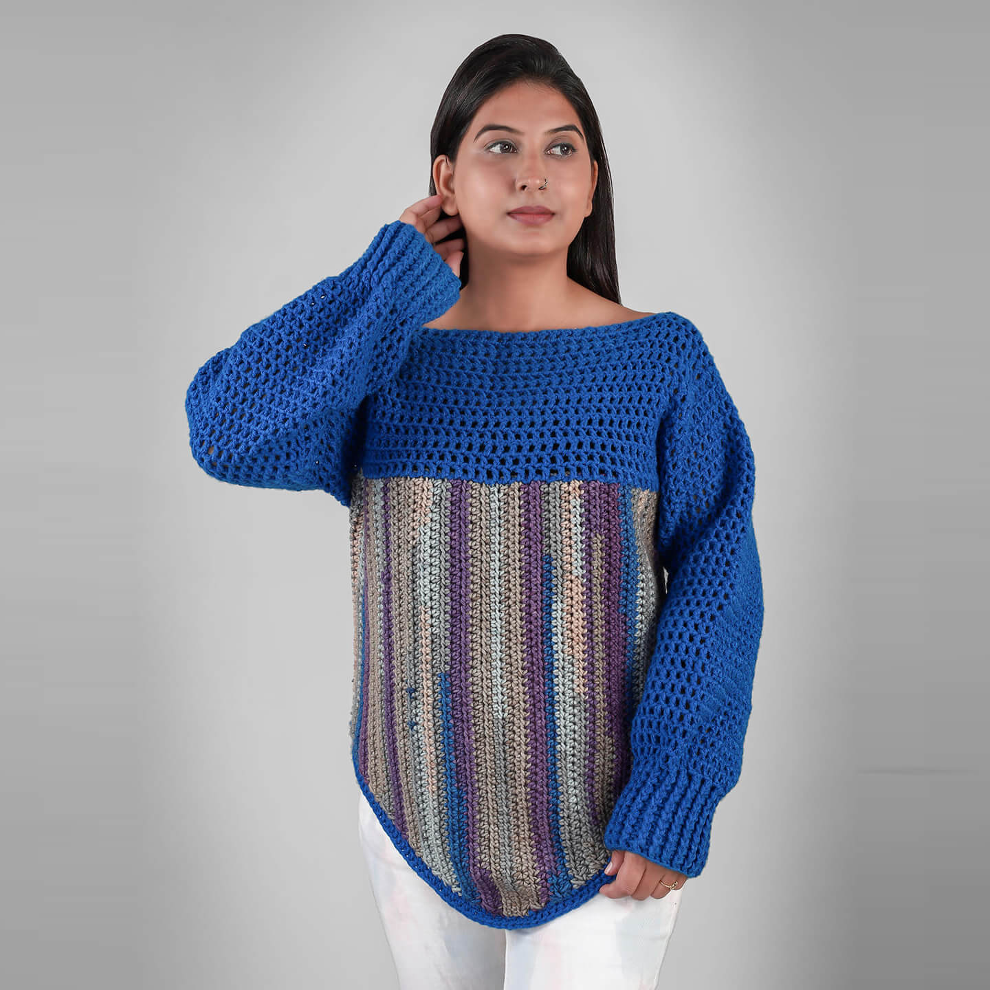 Crochet Self Design Pullover - 3297
