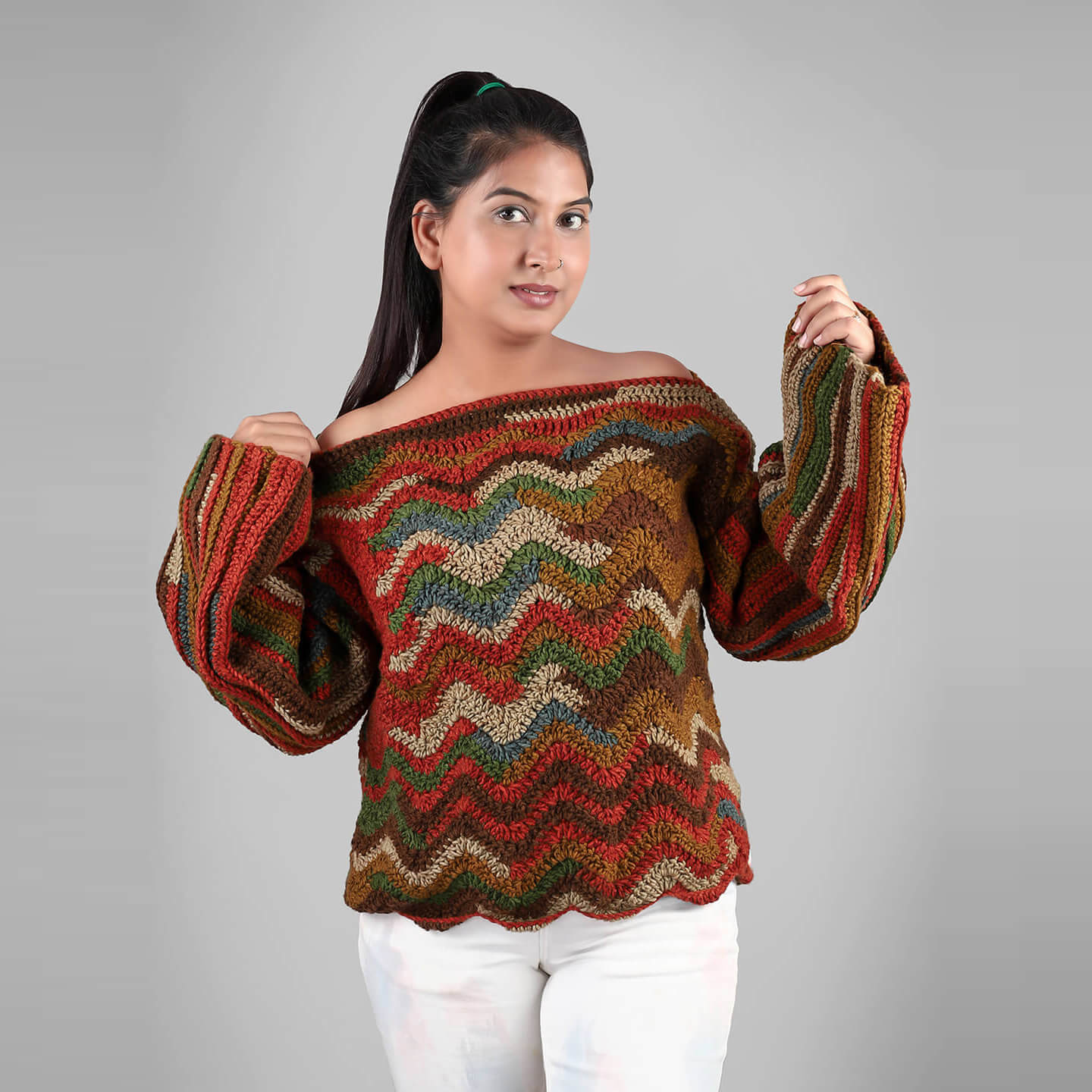 Crochet Self Design Pullover - 3317