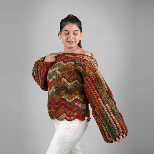 Crochet Self Design Pullover - 3317