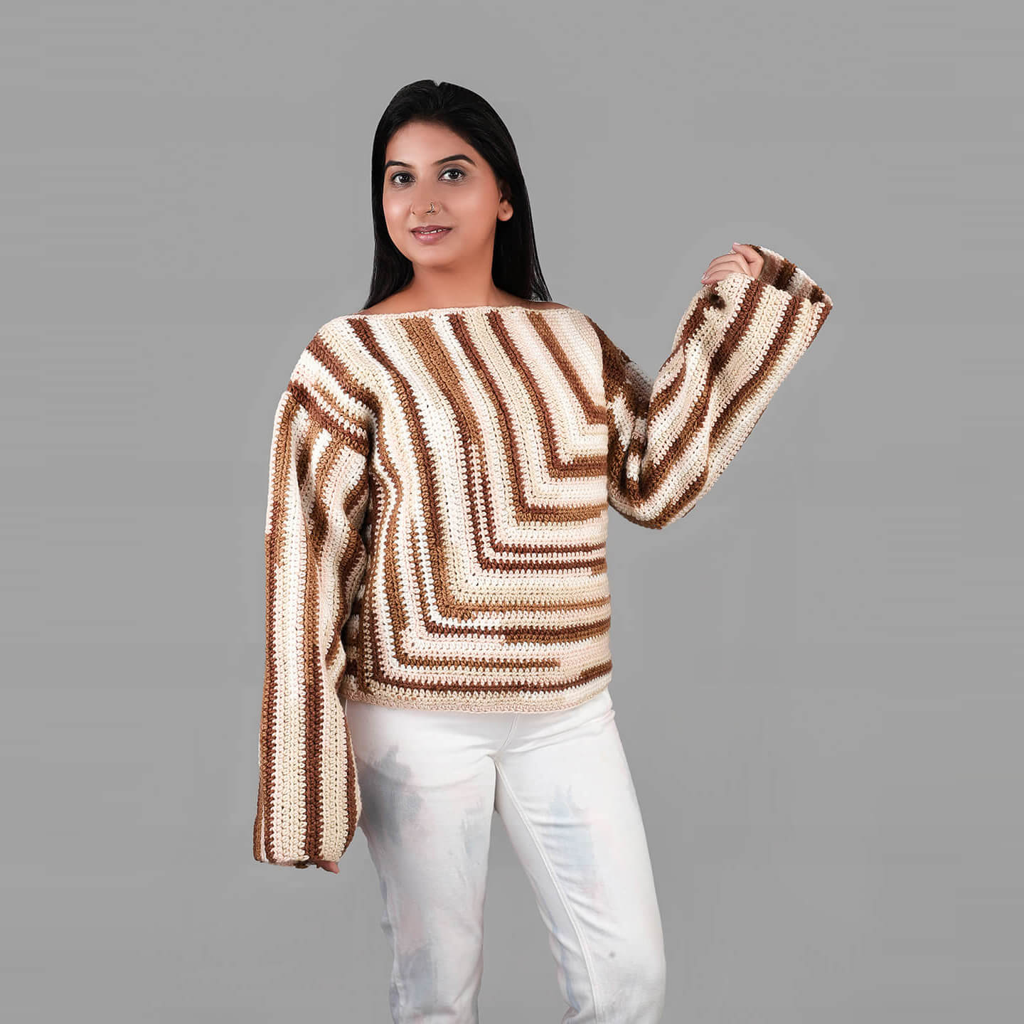 Crochet Self Design Pullover - 3320