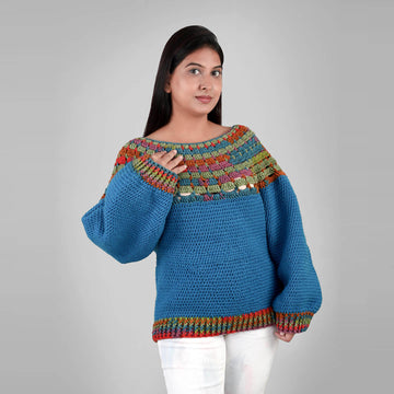 Crochet Self Design Pullover - 3321