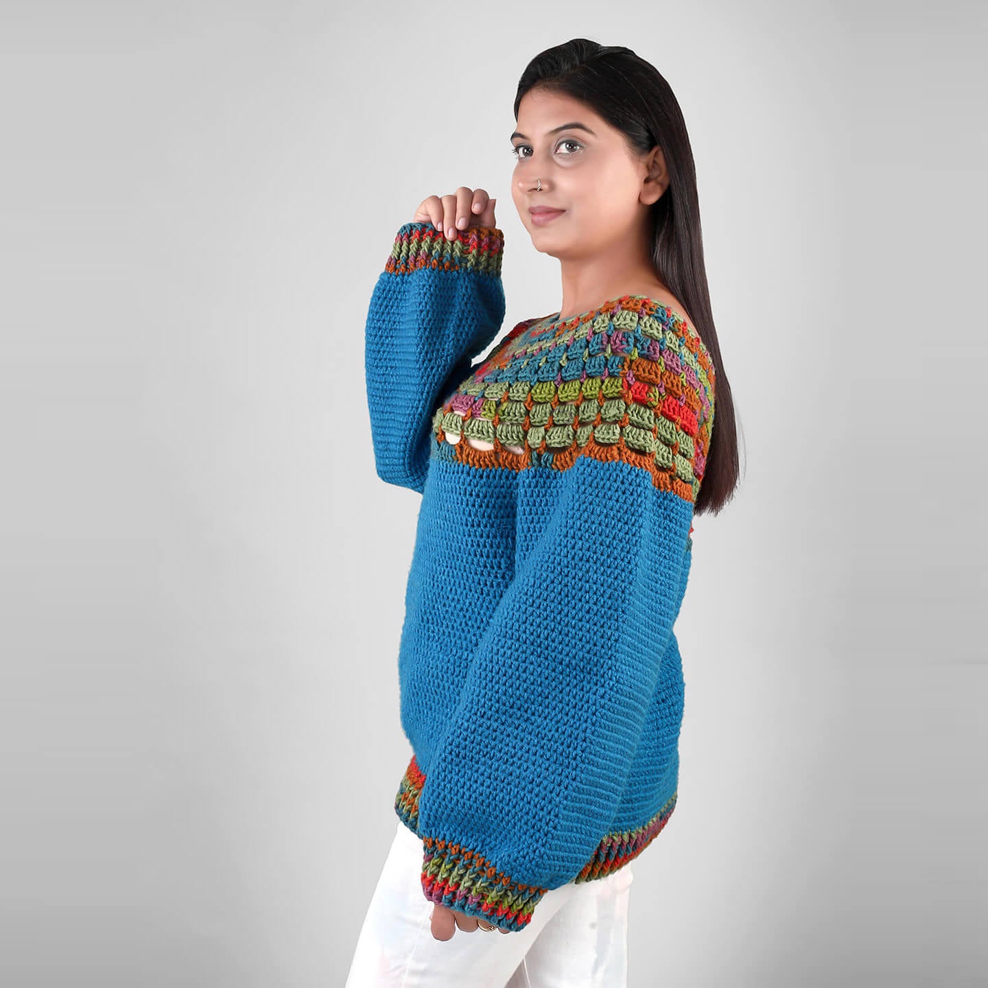 Crochet Self Design Pullover - 3321