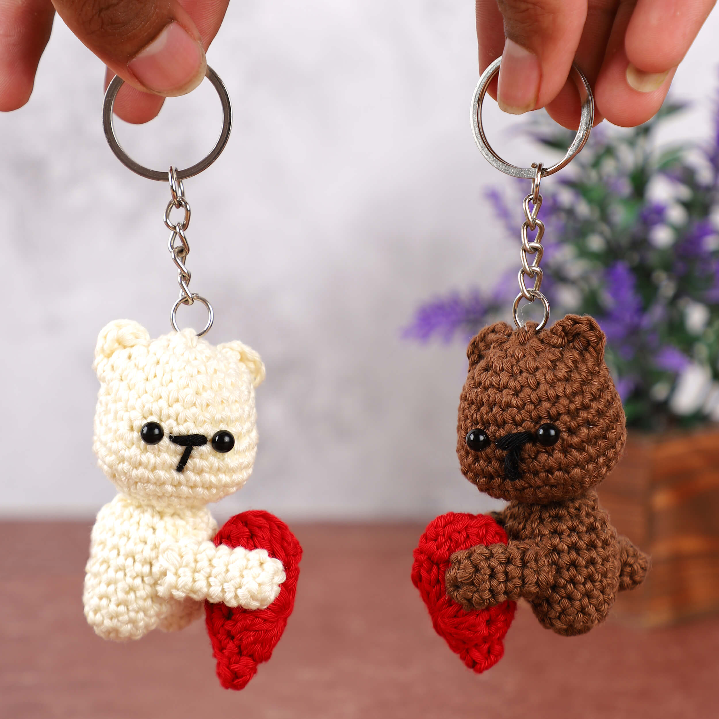 Handmade Crochet Couple Keychains with Magnets