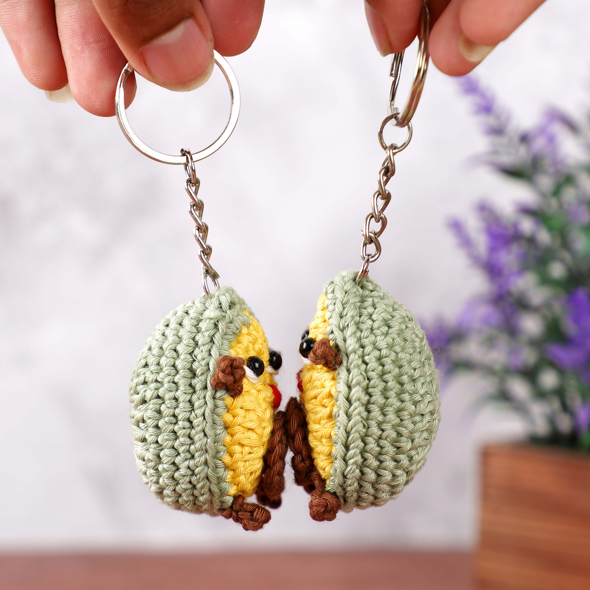 Handmade Crochet Couple Keychains with Magnets