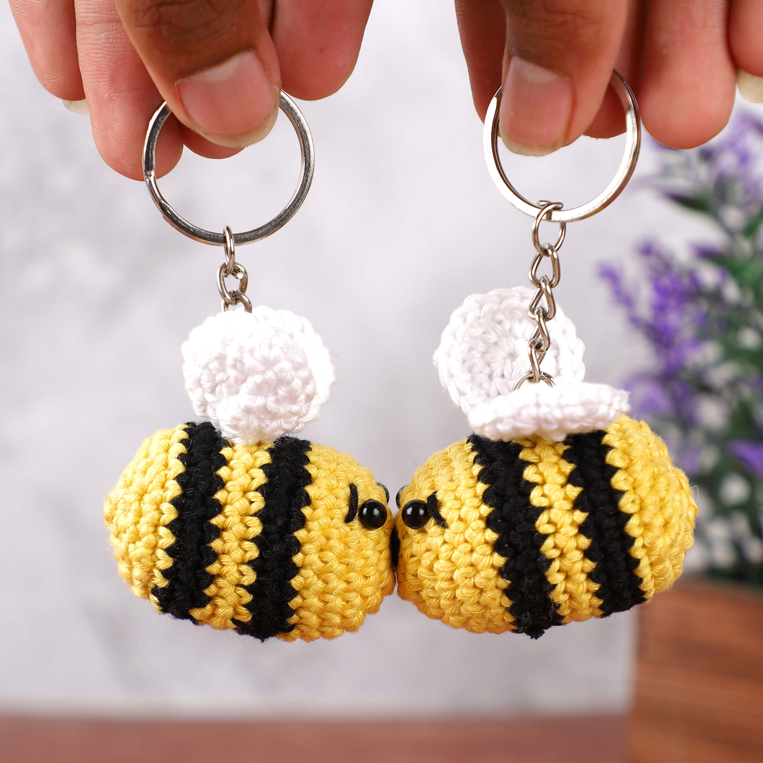 Handmade Crochet Couple Keychains with Magnets