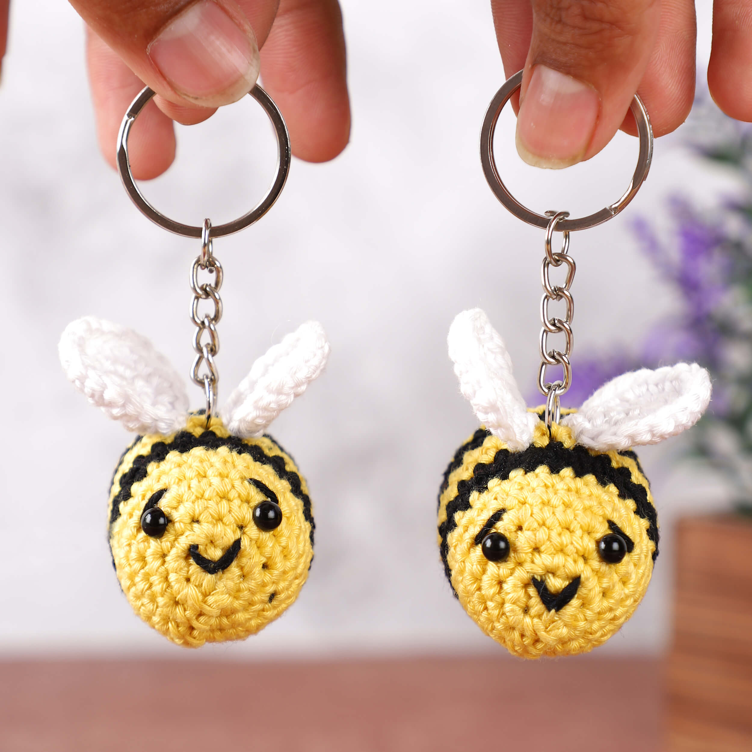 Handmade Crochet Couple Keychains with Magnets