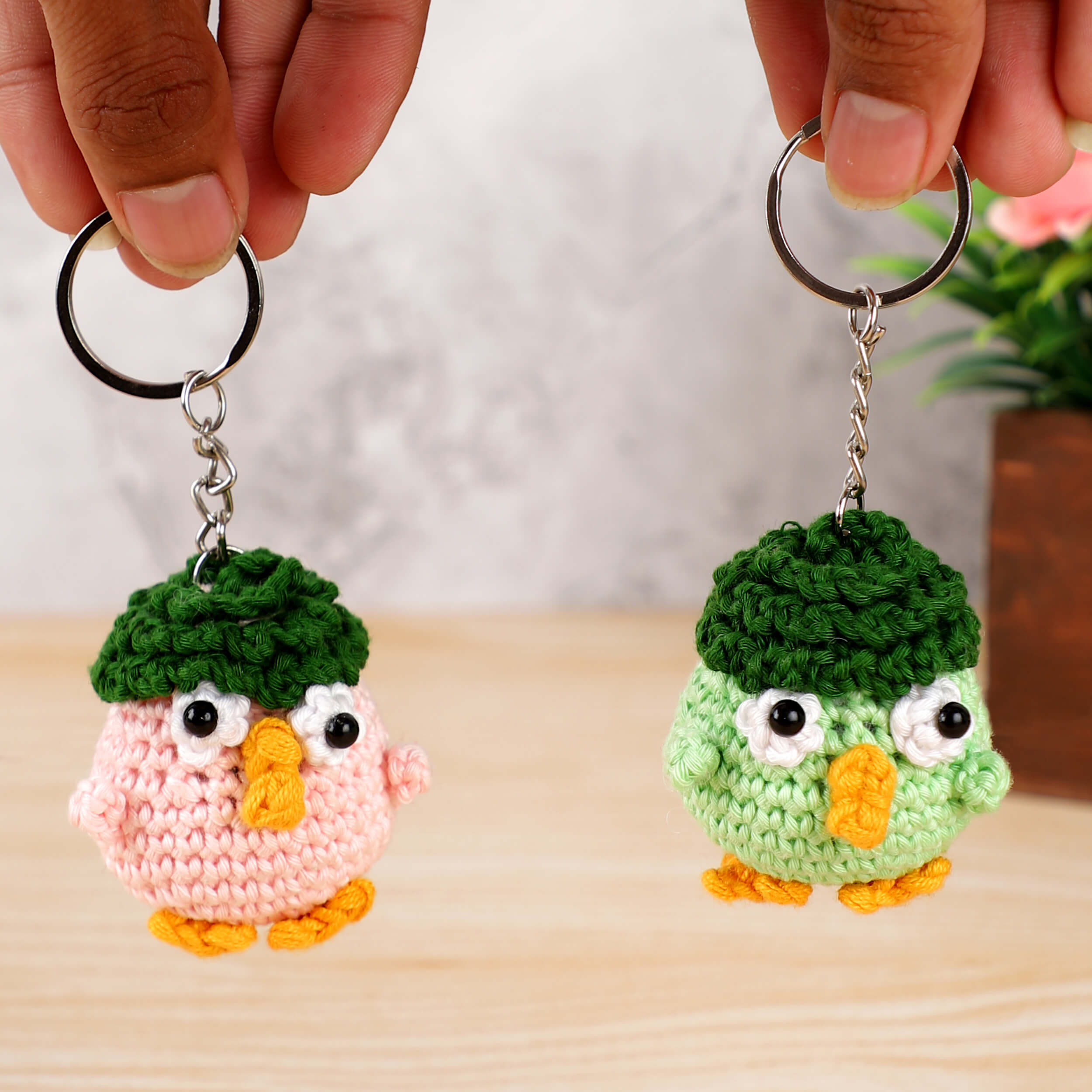 Handmade Crochet Couple Keychains with Magnets