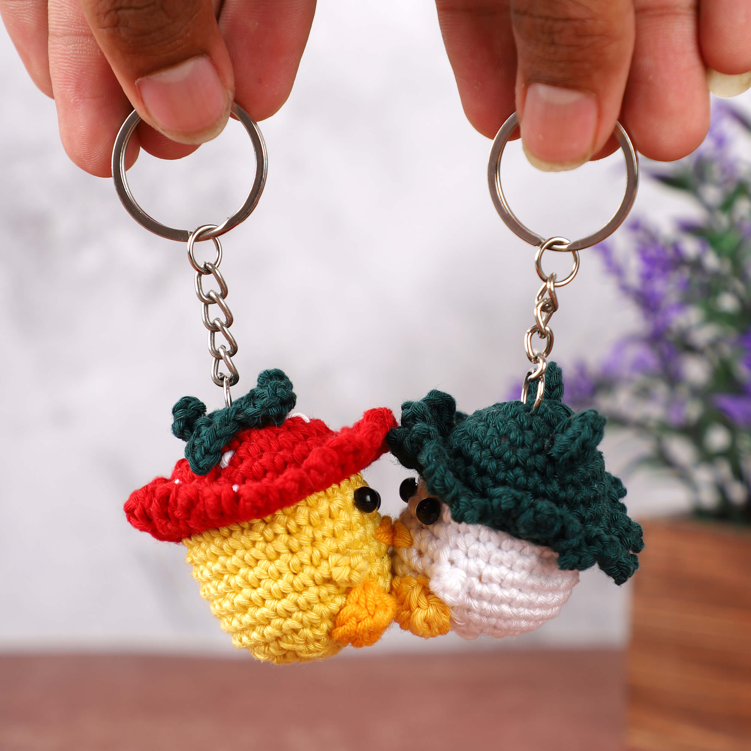 Handmade Crochet Couple Keychains with Magnets
