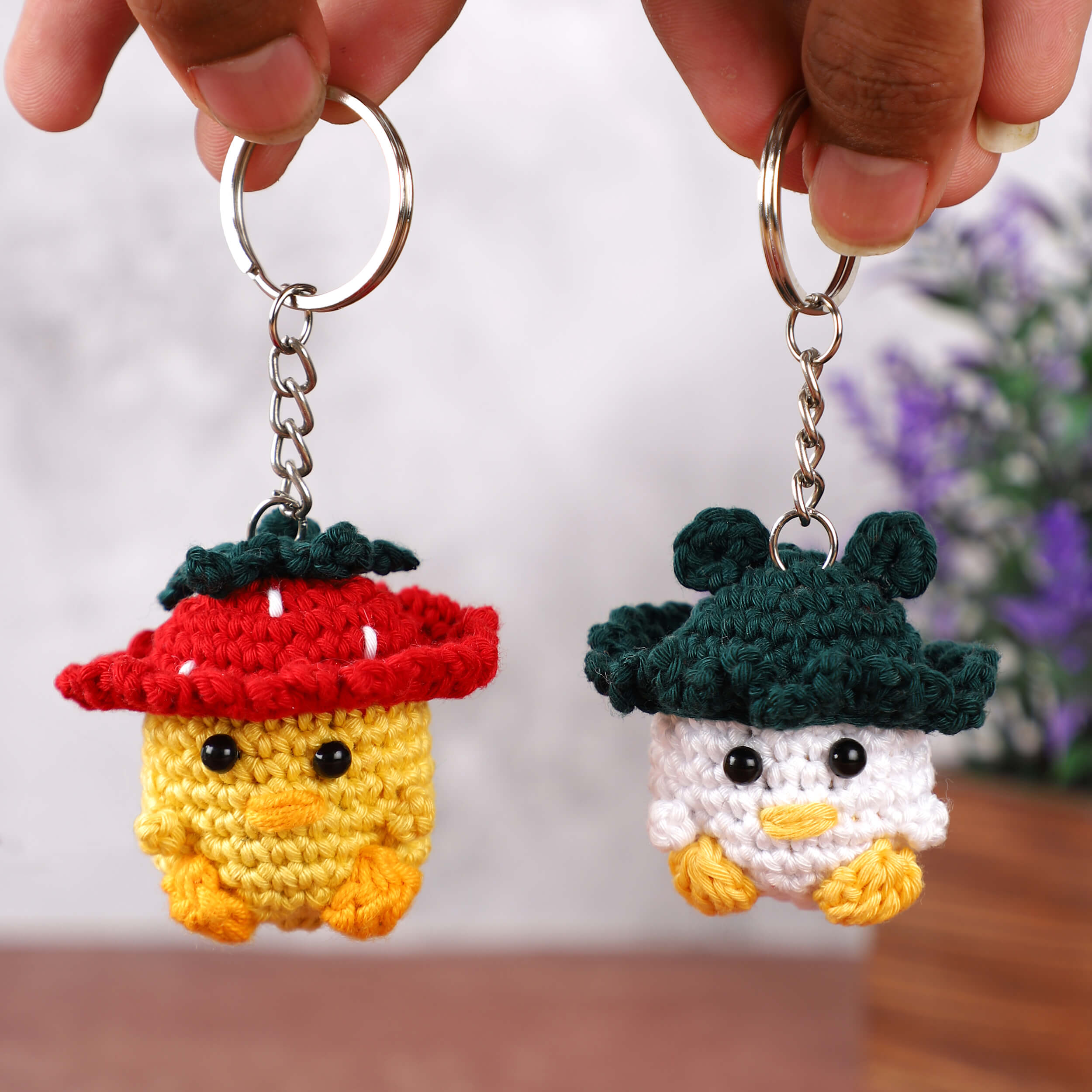 Handmade Crochet Couple Keychains with Magnets