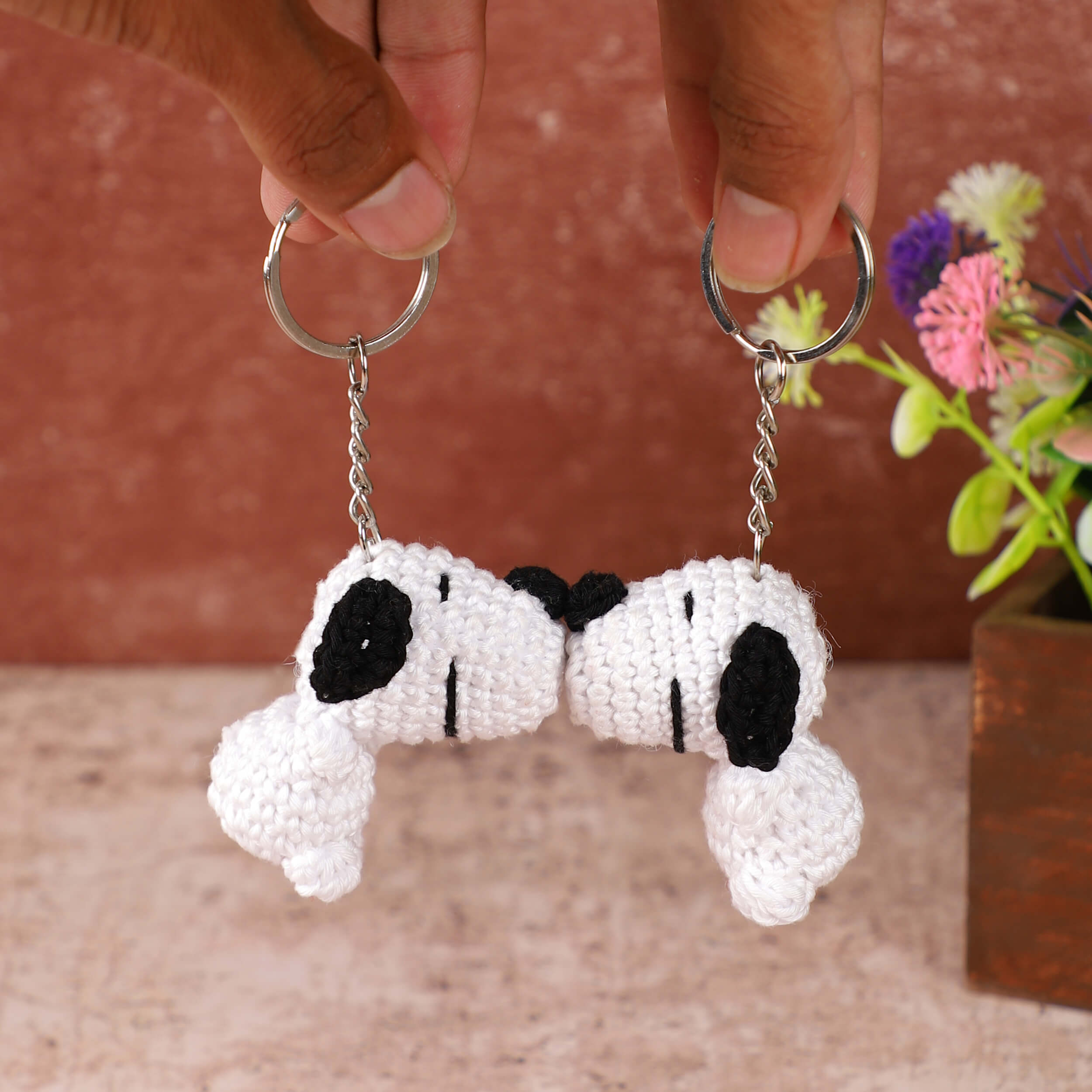 Handmade Crochet Couple Keychains with Magnets