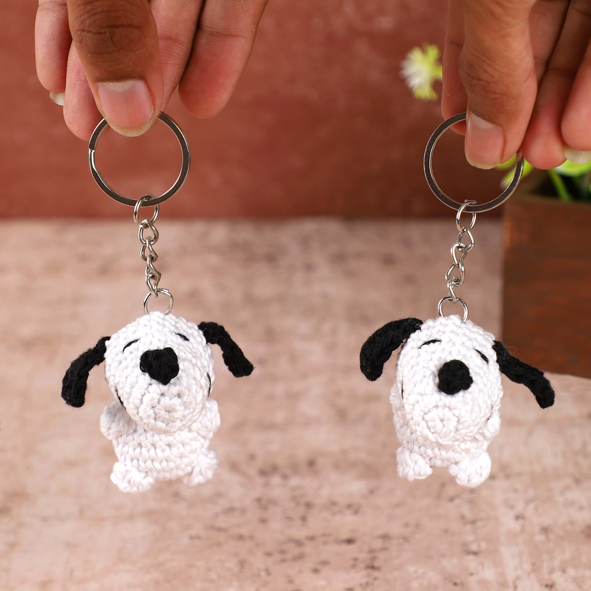 Handmade Crochet Couple Keychains with Magnets