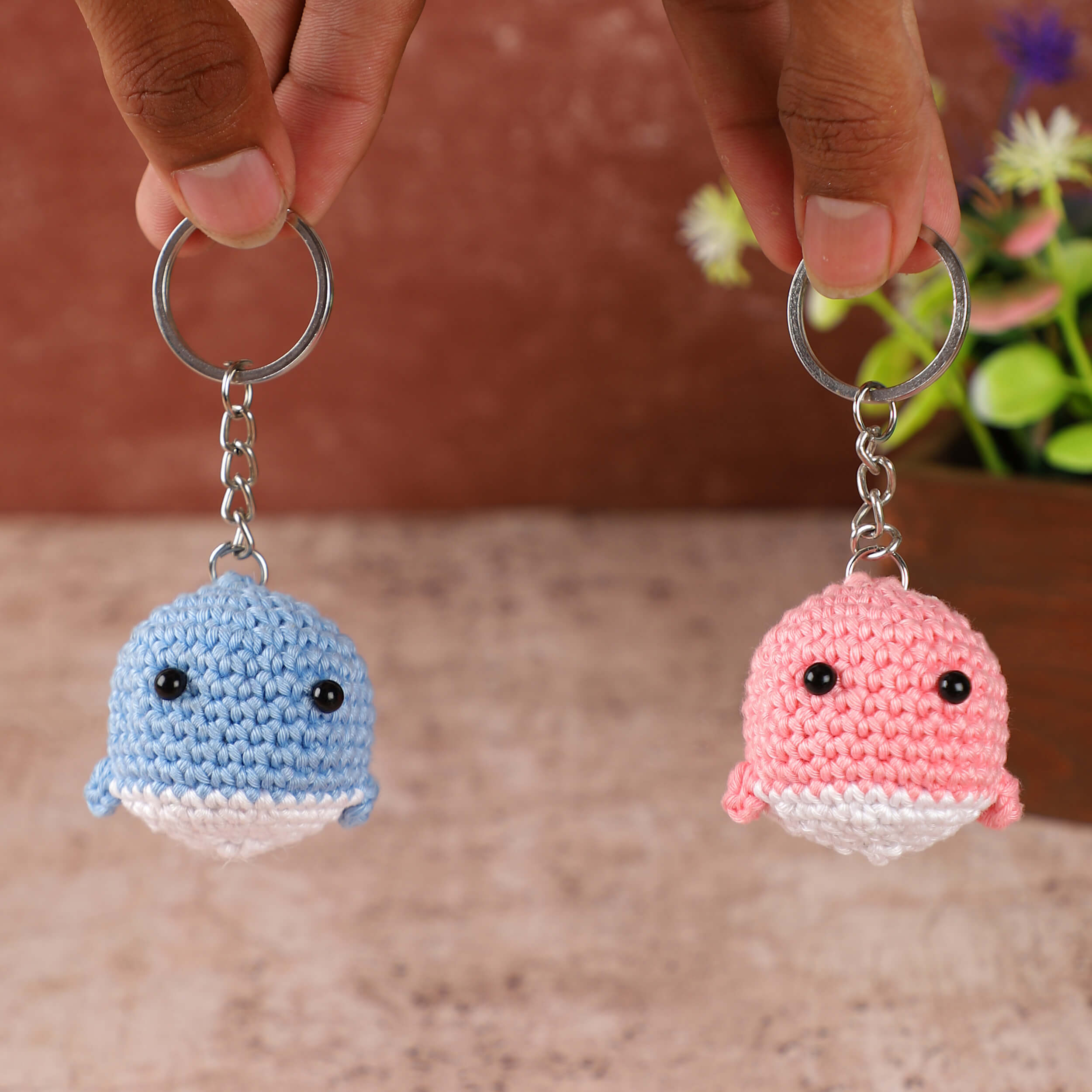 Handmade Crochet Couple Keychains with Magnets