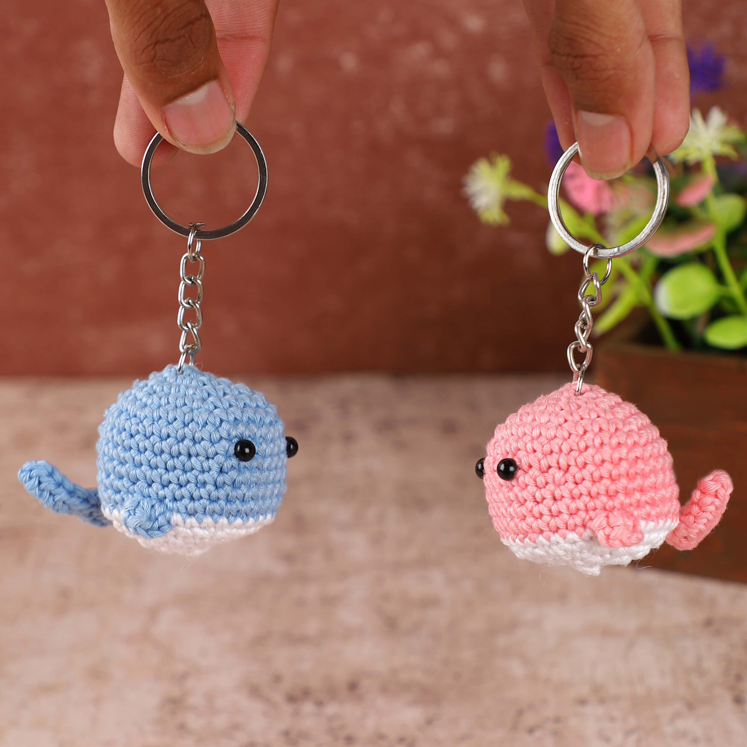 Handmade Crochet Couple Keychains with Magnets