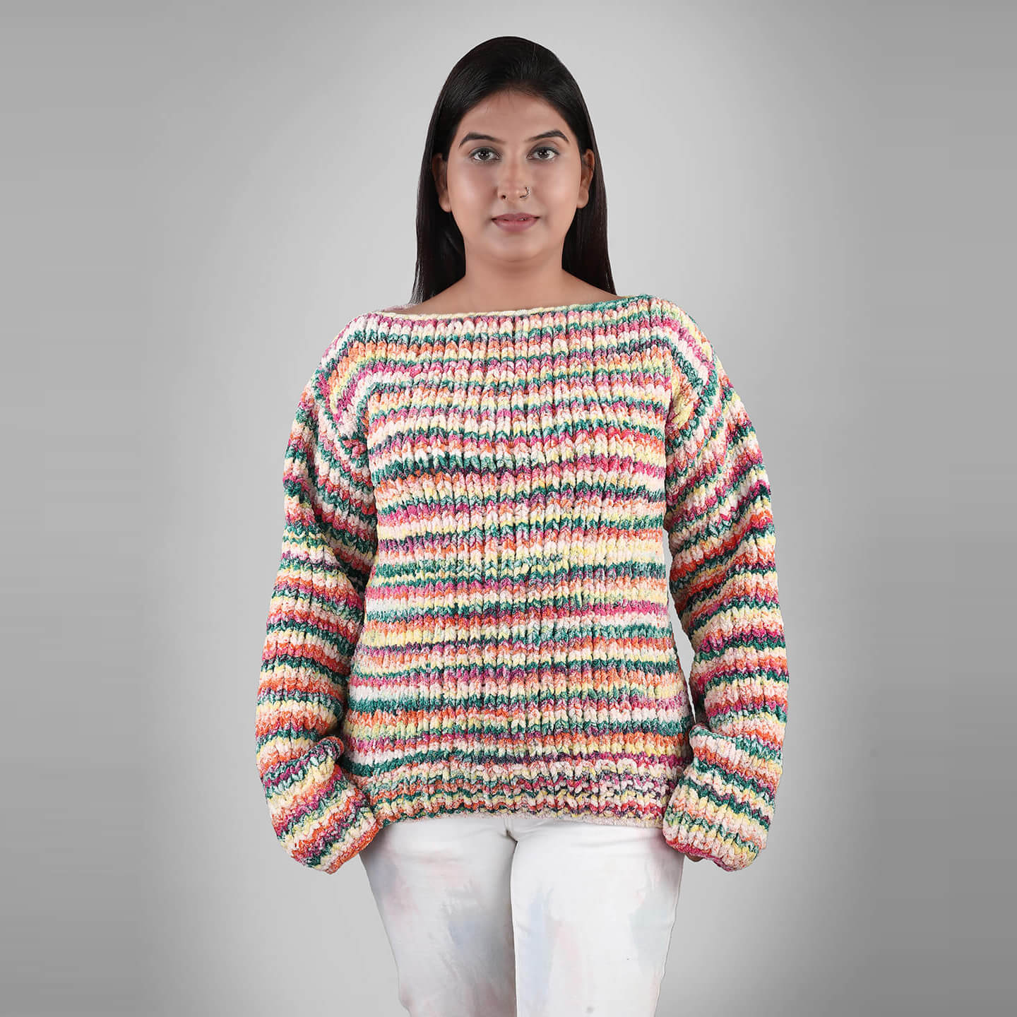 Knitted Soft Chennile Pullover - 3322