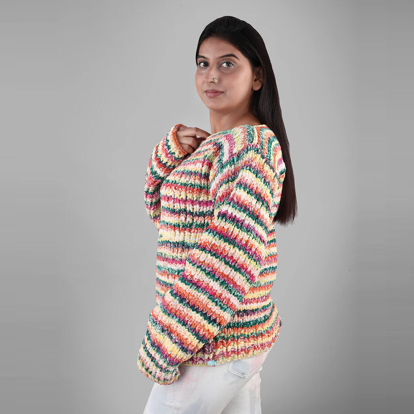 Knitted Soft Chenille Pullover - 3322