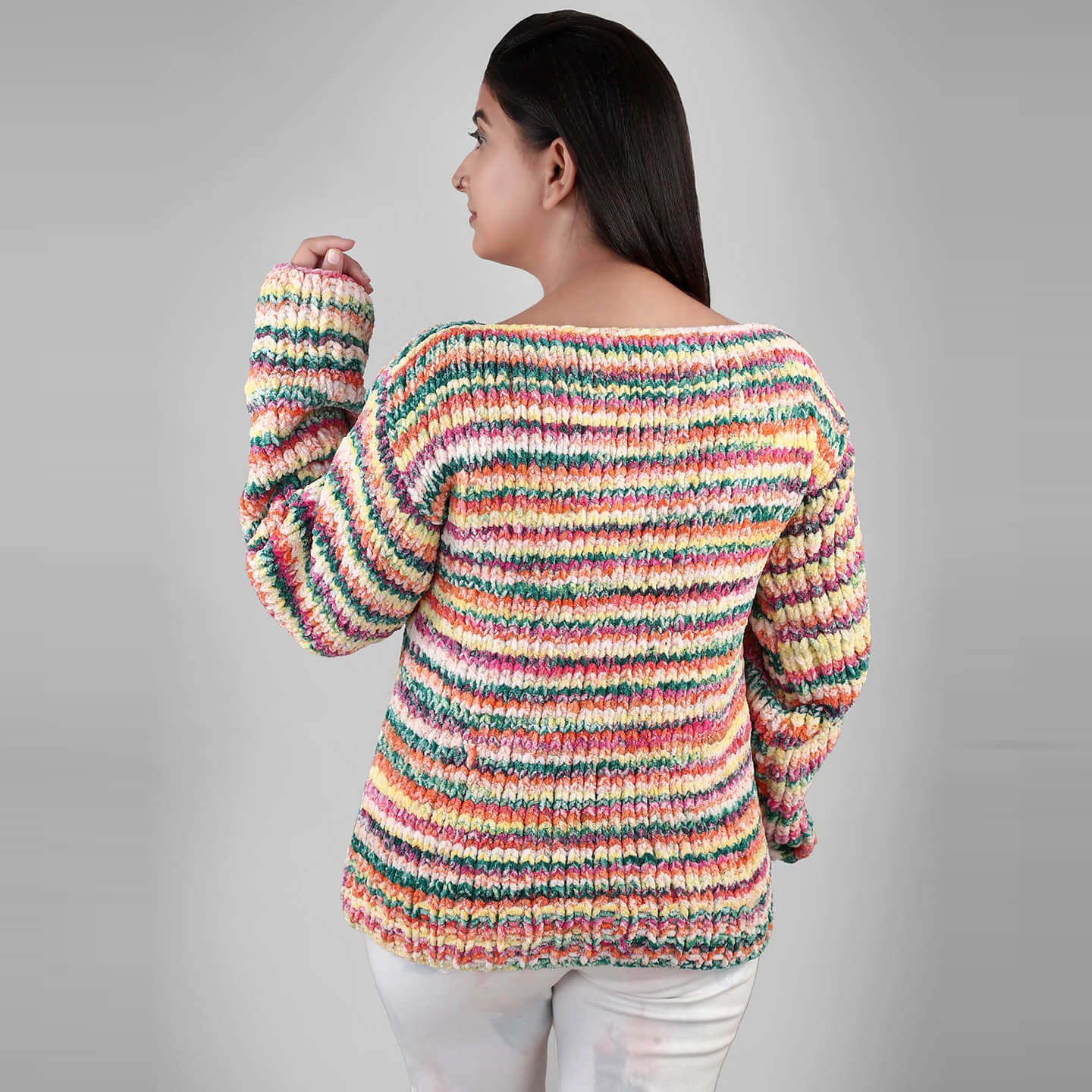 Knitted Soft Chenille Pullover - 3322