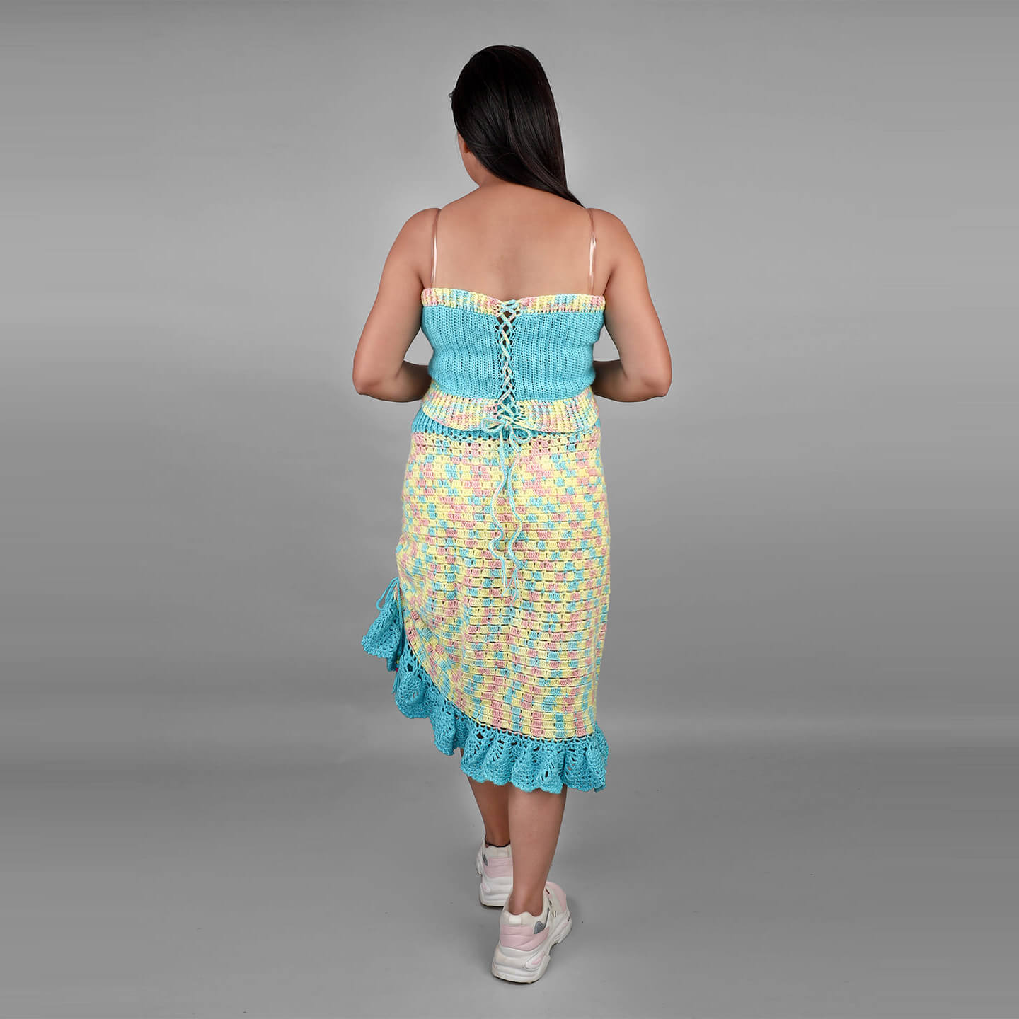 Handmade Multi Color Top and Skirt - 3125