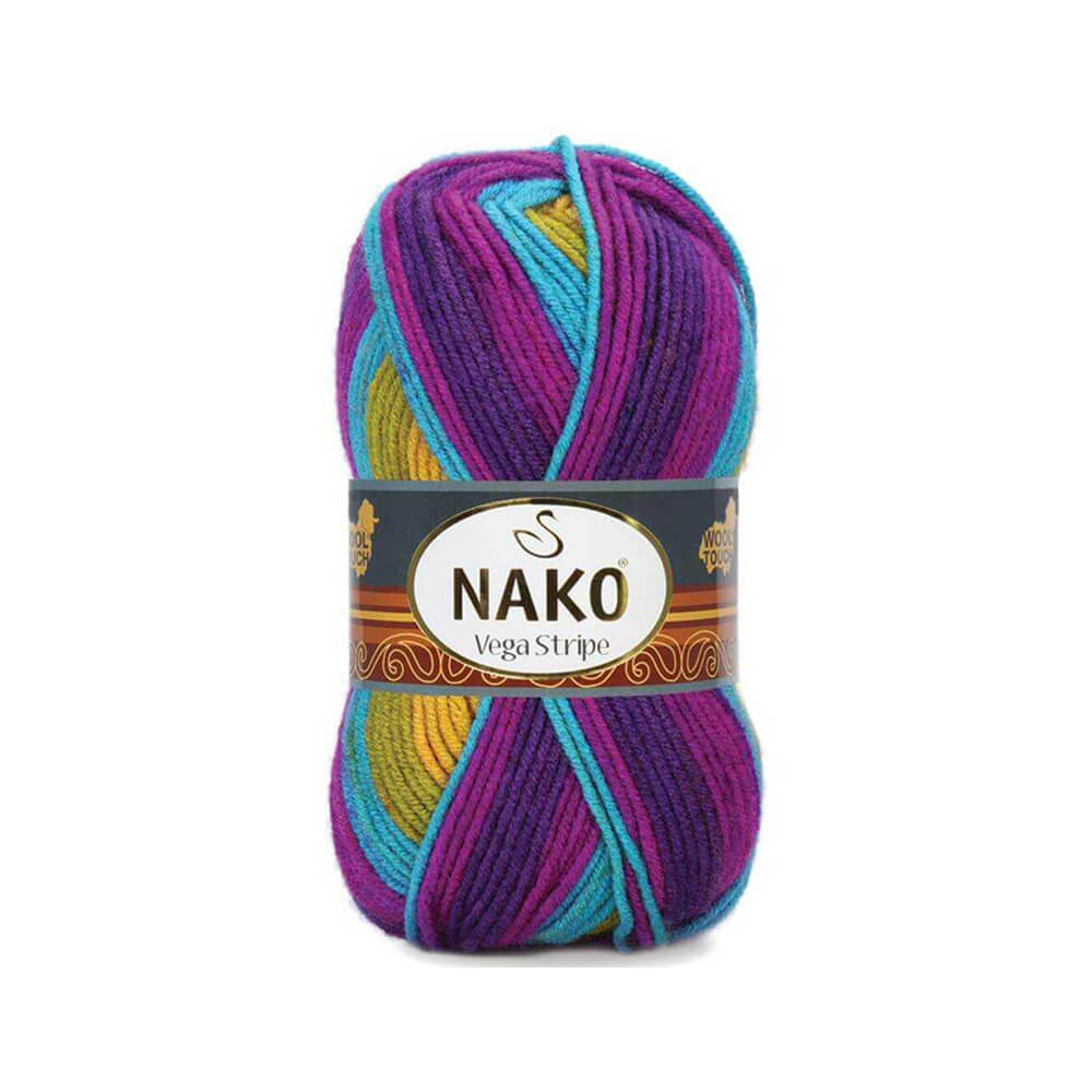 Nako Vega Stripe Yarn - Multi-Color 82410
