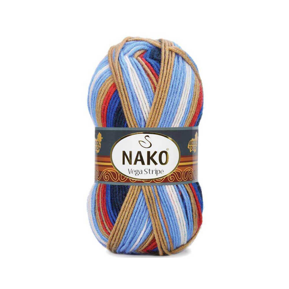 Nako Vega Stripe Yarn - Multi-Color 82411
