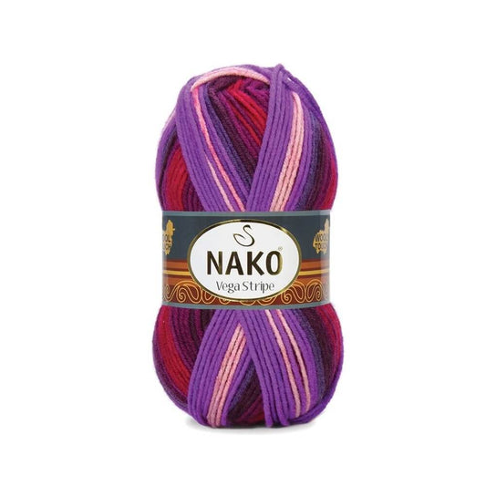 Nako Vega Stripe Yarn - Multi-Color 82412