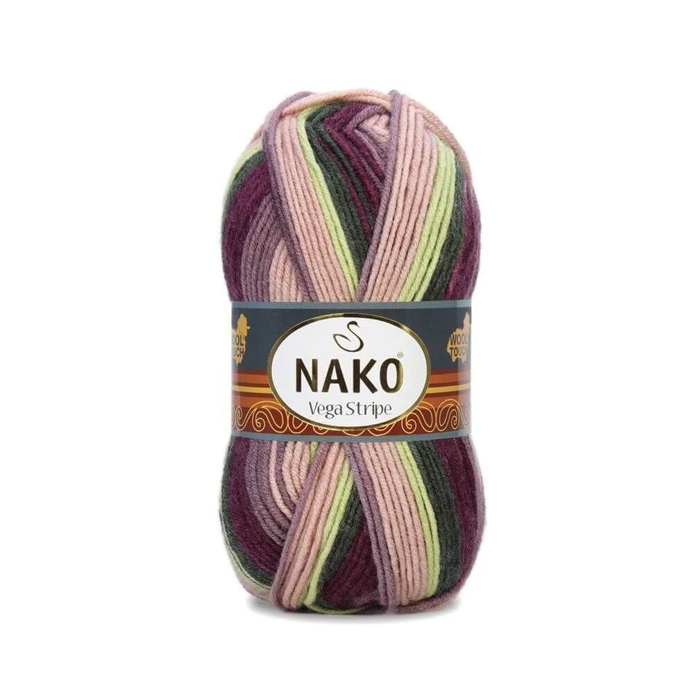 Nako Vega Stripe Yarn - Multi-Color 82414