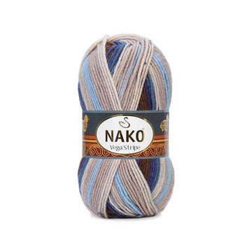 Nako Vega Stripe Yarn - Multi-Color 82422