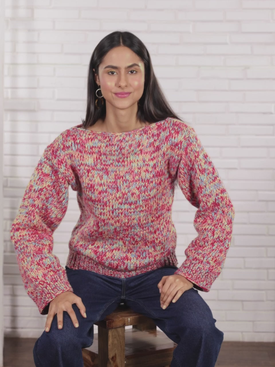 Knitted Self Design Pullover - 3359