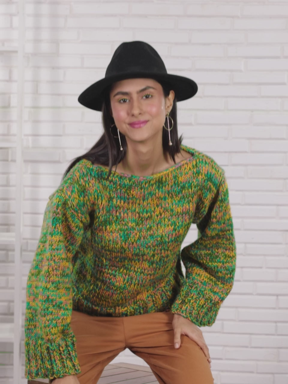 Knitted Self Design Pullover - 3356