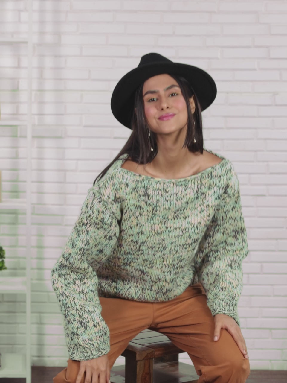 Knitted Self Design Pullover - 3358