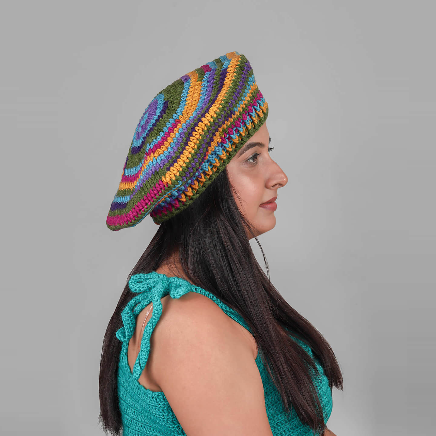 Women Handmade Multi Color Beret - 3334