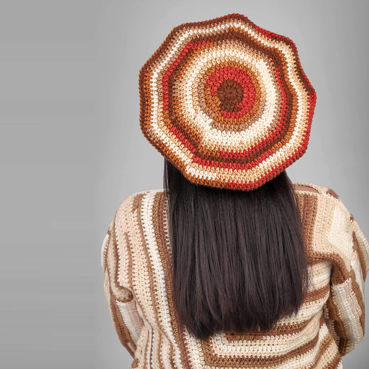 Women Handmade Shades of Brown Beret - 3335