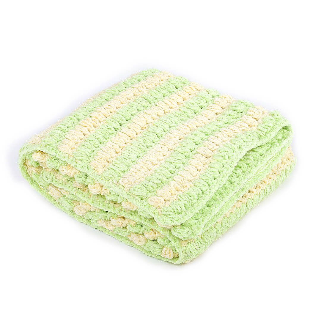 Soft Chenille Striped Baby Blanket - Yellow, Green, White 2611