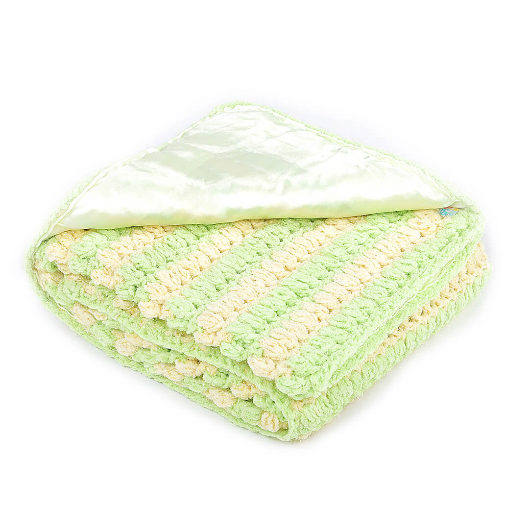Soft Chenille Striped Baby Blanket - Yellow, Green, White 2611