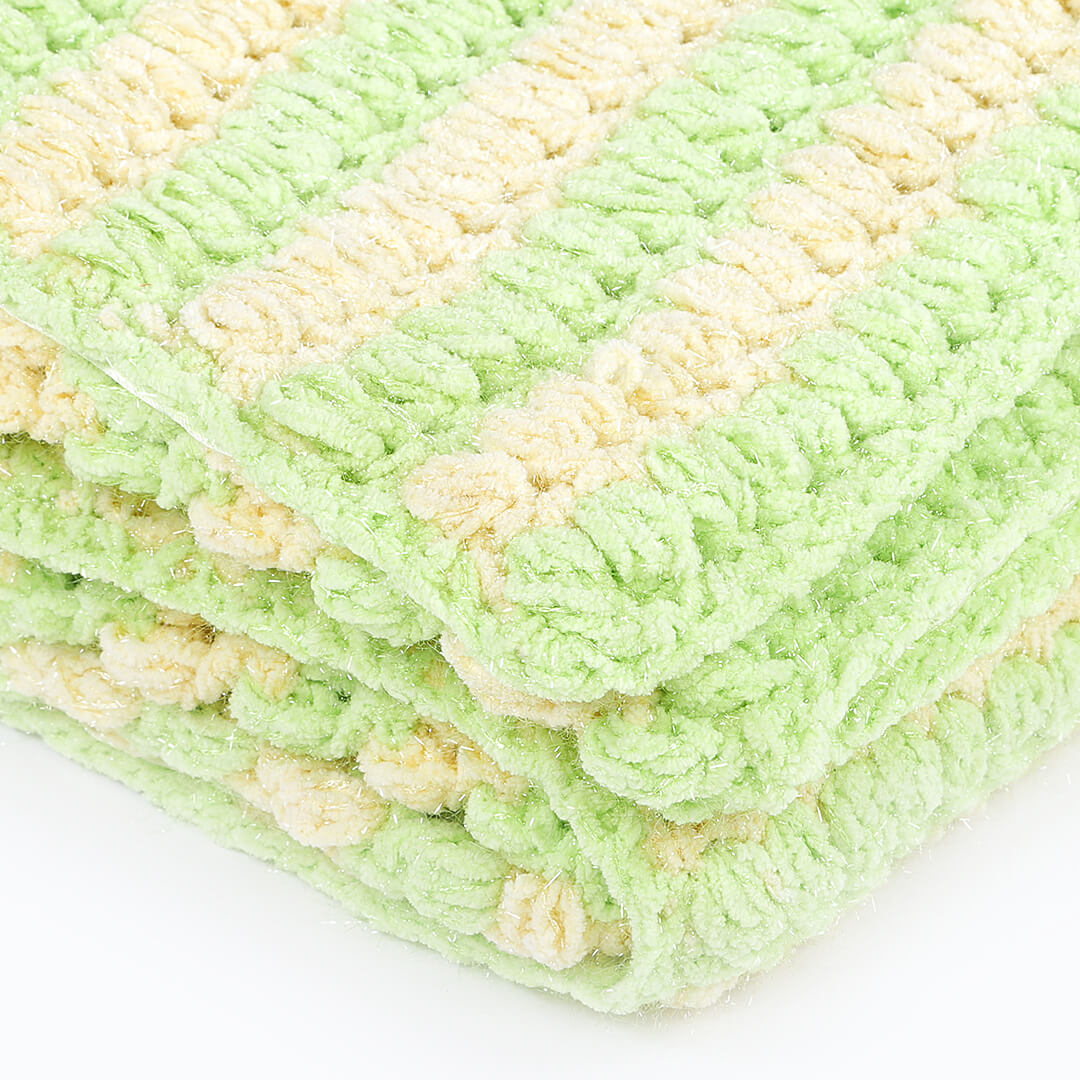 Soft Chenille Striped Baby Blanket - Yellow, Green, White 2611